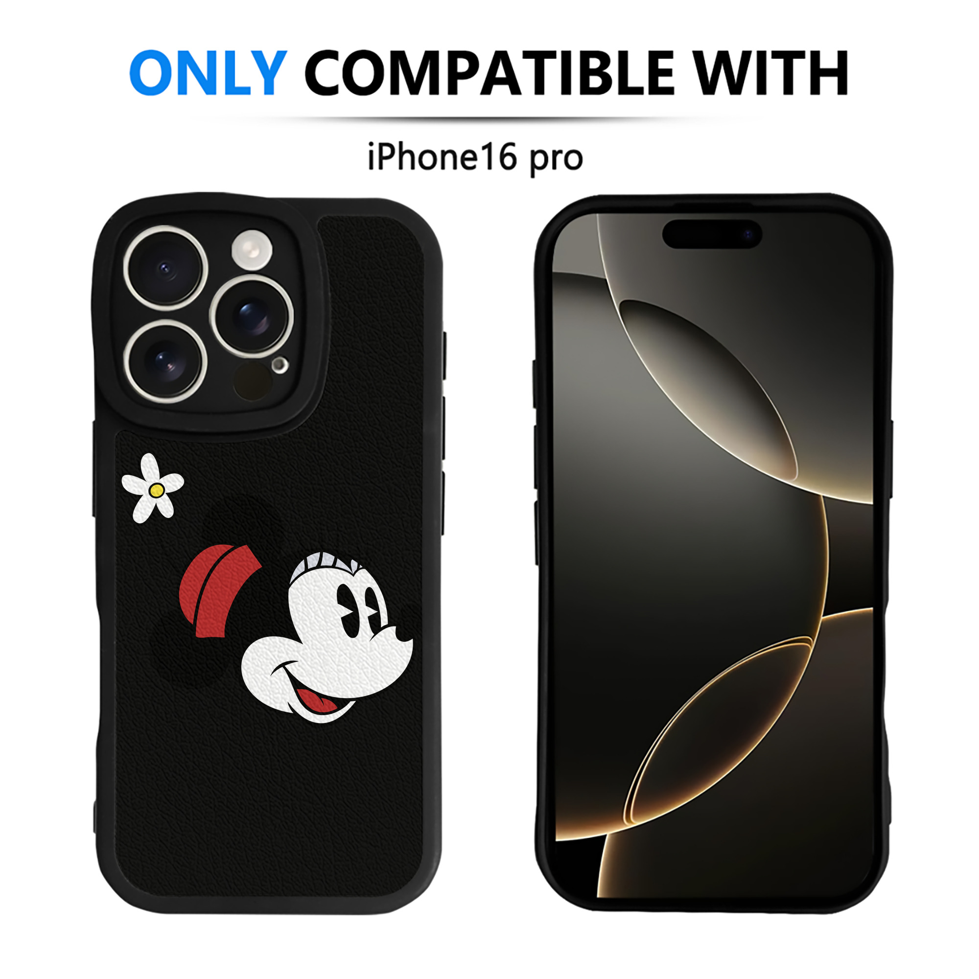 （画像用） ミッキーマウス Mickey Mouse 【iPhone 16シリーズ対応】シリコンスマホケース（レザー調） 材質：シリコン